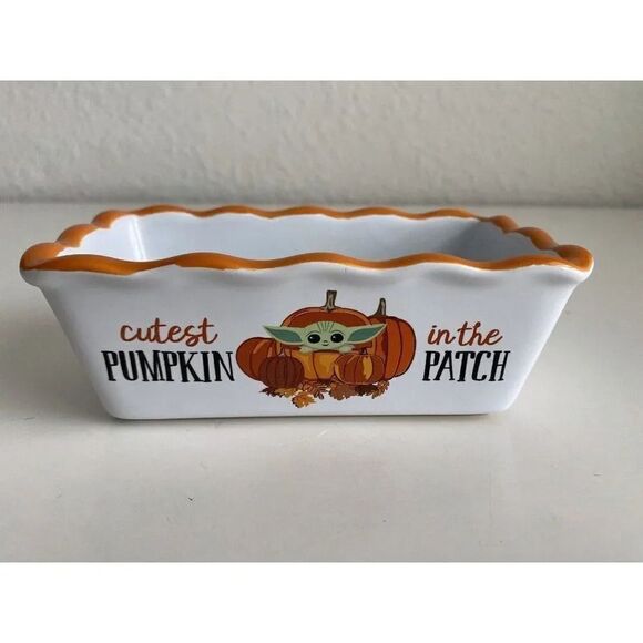 Star Wars Grogu Baby Yoda Pumpkin Fall MINI Loaf Bread Baking Pan Dish Ceramic - Picture 1 of 10